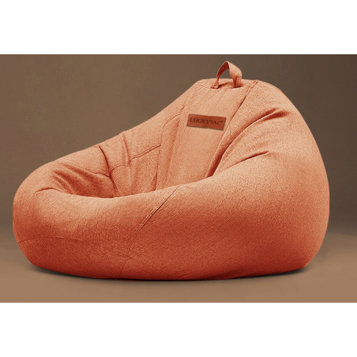 [經典款] Luckysac 絨麻豆袋懶人梳化 - 柿子橙 (標準款) | 高彈EPP粒子填充 | 包裹式舒適躺 | 豆袋沙發