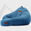 [經典款] Luckysac 絨麻豆袋懶人梳化腳凳套裝 - 皇家藍 (標準款) | 高彈EPP粒子填充 | 包裹式舒適躺 | 豆袋沙發