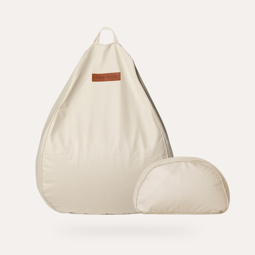 Luckysac 防水豆袋懶人梳化腳凳套裝 - 象牙白 (90*110cm) | 高彈EPP粒子填充 | 包裹式舒適躺 | 豆袋沙發