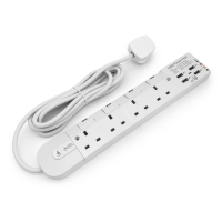 FYM 豊葉牌 13A四位獨立開關連4.2A USB拖板 - 白色 | 4位4.2A USB充電 | 3米電線 | 香港行貨