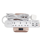 FYM 豊葉牌 13A四位獨立開關連4.2A USB拖板 - 白色 | 4位4.2A USB充電 | 3米電線 | 香港行貨