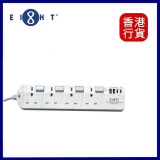EIGHT 13A四位獨立開關連4.2A USB拖板 - 白色 (E4PD) | 2位USB-A 2位USB-C PD充電 | 香港行貨