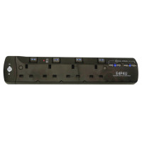 EIGHT 13A四位獨立開關連4.2A USB拖板 - 黑色 | 3位USB-A 1位USB-C 充電 | 香港行貨