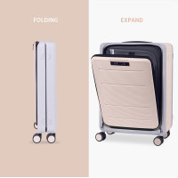 BUBULE 20寸前開蓋萬向輪摺疊行李箱 - 卡其色 | 超易輕鬆收納 節省空間 - 訂購產品