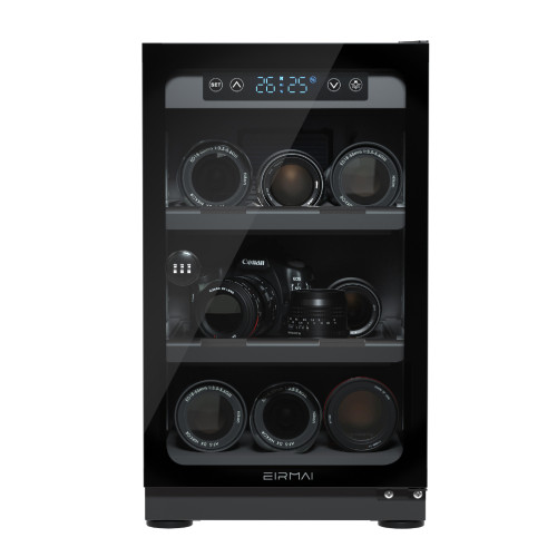 EIRMAI 40L數顯屏電子防潮箱 - 黑色 (MRD-45PRO) | 25%-60%RH控濕 | 層架高度任意調節 | 配備安全鎖匙