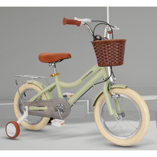 PIGEON 兒童16寸輔助輪單車 - 青色 | 附單車置物籃