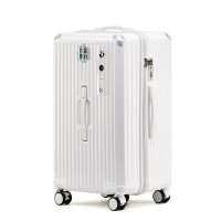 抗菌素材萬向輪拉桿行李箱 - 20寸白色 | 帶USB/杯架 4輪設計 | 加厚抗壓 | TSA海關鎖