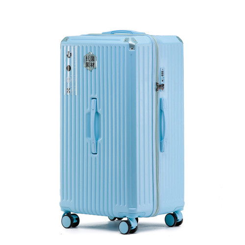抗菌素材萬向輪拉桿行李箱 - 24寸藍色 | 帶USB/杯架 5輪設計 | 加厚抗壓 | TSA海關鎖