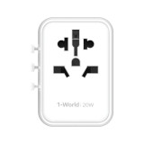Momax 1-World 20W 3-插口+AC 旅行充電插座 - 白色 (UA11UKW) | 內置JP/US、AU、EU、UK插座 | 香港行貨