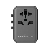 Momax 1-World 70W GaN 3C2A +AC 旅行充電插座 - 黑色 (UA8UKD) | 內置JP/US、AU、EU、UK插座 | 香港行貨