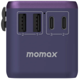 Momax 1-World 70W GaN 3C2A +AC 旅行充電插座 - 紫色 (UA8AUKU) | 內置JP/US、AU、EU、UK插座 | 香港行貨