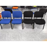 鋼架PU皮職員椅辦公椅 | 會議室培訓椅 簡約電腦椅學校椅 - 黑色PU皮款