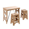 CampRest PP 長桌款便攜式戶外折疊桌椅套裝 - 啡色 |1桌2椅套裝 | 簡易打開折疊