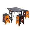 CampRest PP 方桌款便攜式戶外折疊桌椅套裝 - 黑色 |1桌4椅套裝 | 簡易打開折疊