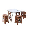 CampRest PP 方桌款便攜式戶外折疊桌椅套裝 - 啡色 |1桌4椅套裝 | 簡易打開折疊