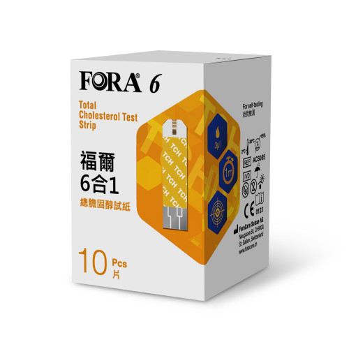 瑞士 FORA 福爾6合1血糖機 - 膽固醇試紙 (10張)