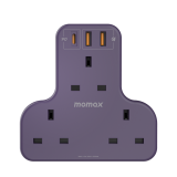 Momax ONEPLUG PD20W 3AC+2A1C T型插座 - 紫色 (US8UKU) | 支援PD20W手機快速 | 最大13A輸出 | 香港行貨