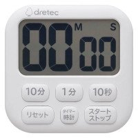 日本 Dretec T-592 大屏幕廚房計時器 - 白色 | 設置6個按鈕 | 香港行貨