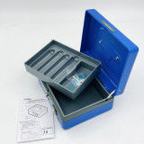 CARL 8寸鑰匙鎖+密碼鎖手提錢箱 - 藍色 | 雙鎖安全保障 | 紙幣/硬幣兩層存儲