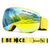 BENICE 兒童款滑雪眼鏡 SNOW-5006 - 黃框/茶鍍Revo金 | 附滑雪鏡盒及滑雪鏡袋
