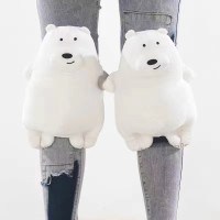 滑雪北極熊護膝一對裝 - 兒童款 | PP柔軟填充棉 | 毛絨加厚防摔保護 | 綁帶鬆緊調節