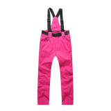 防風防水單雙板吊帶滑雪褲 - S碼玫紅 | 可拆卸背帶 保暖透氣