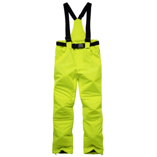 防風防水單雙板吊帶滑雪褲 - XS碼螢光綠 | 可拆卸背帶 保暖透氣