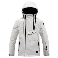 RIVIYELE 防水防風滑雪服外套 - XXL碼米白色 | 帶袖口雪卡袋設計