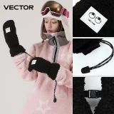 Vector 加厚毛絨包指滑雪手套 - 黑色S碼 |  防丟手帶 | 防丟卡扣