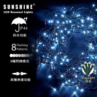 Sunshine LSLA-100D 10米聖誕LED燈串 (100顆燈) | 白光 | 8種閃爍模式 | 香港行貨