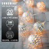 Sunshine LCTSG-20W 3米 LED銀色聖誕節日燈串 (20燈球) | 黃光 | 電池/USB供電 | 香港行貨