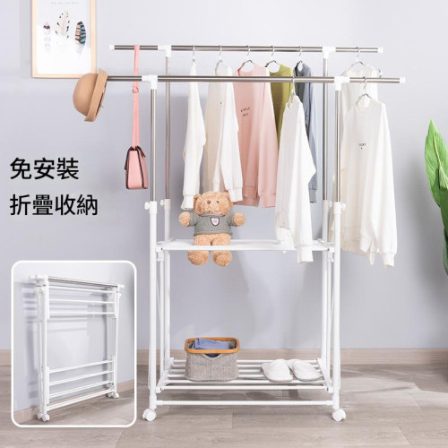 0330A 摺疊收納晾衫架 | 伸縮高度調節 | 萬向輪移動