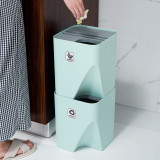可疊式分類乾濕分離垃圾桶 - 淺藍高款 | 自由組合疊加 | 分類垃圾桶 | 回收桶