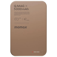 Momax Q.Mag X 超薄磁吸流動電源 (5000mAh) - 砂岩色 | 自動感應充電 | 磁性卡扣設計 | 香港行貨