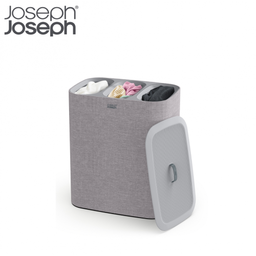 Joseph Joseph Tota Trio 三隔分類洗衣籃 - 90升 (灰色) | 三格30升分隔袋 | 易於攜帶的提手
