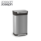 Joseph Joseph Titan 30L 壓縮垃圾桶 (不銹鋼) | 壓縮3倍體積 | 頂蓋除味盒