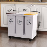 日系家居60L三筒按壓式分類垃圾桶 | 底部輪子方便移動 | 單筒容量20L