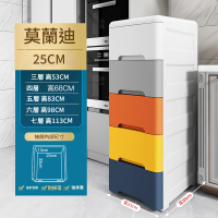 25cm寬 四層窄身抽屜式膠櫃 - 彩色 | 密封防塵 | 底層有輪子 不含安裝