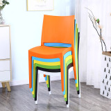 現代簡約北歐塑膠餐椅 - 橙色| 可疊放成人靠背椅