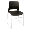 簡易一體椅背坐墊弓形椅 - 鋼筋腳款硬座黑色 | 可疊放會議椅 靠背培訓椅辦工椅