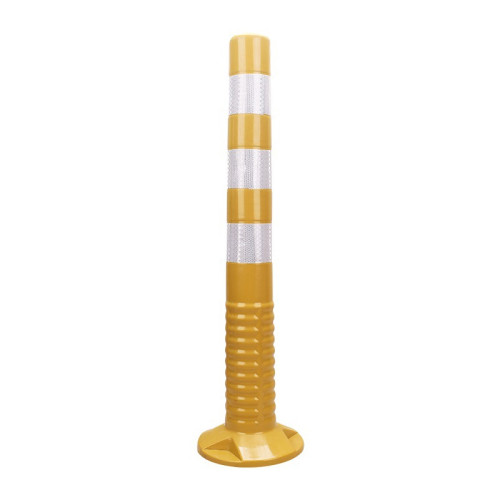 PU 彈性反光交通警示柱 | 塑膠道路分道柱 車路分隔柱防撞柱 - 75CM高 (黃色)