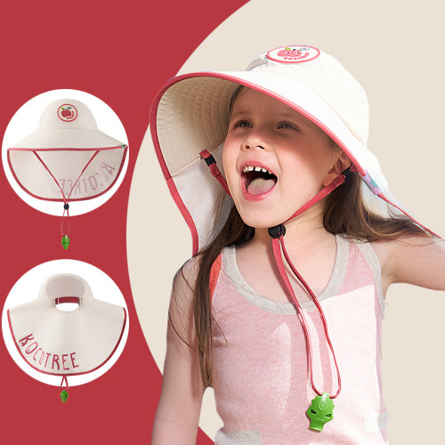Kocotree 兒童大帽簷防UV中空遮陽帽-白色 M碼 | 建議頭圍49-54cm（可調），2-6歲