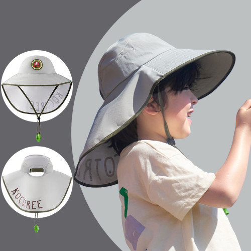 Kocotree 兒童大帽簷防UV中空遮陽帽-灰色 L碼 | 建議頭圍51-56cm（可調），7歲以上