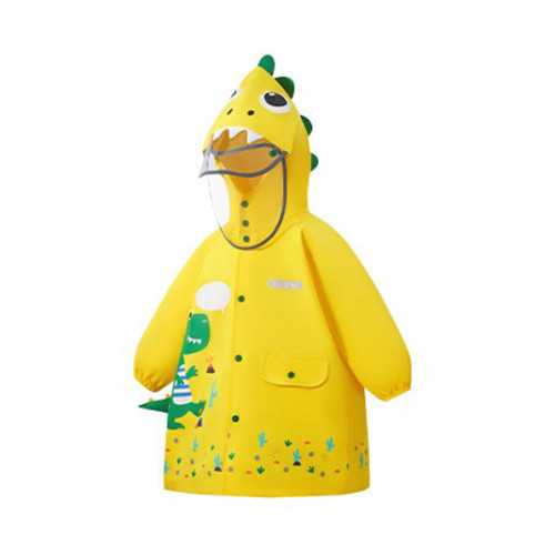 Kocotree 兒童長身反光卡通雨衣 - 黃色 S碼 | 可拆雙帽簷 | 可隱藏背包