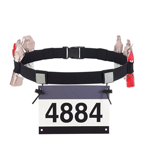 馬拉松比賽號碼布反光掛腰帶 - 黑色 | 可掛能量補充包