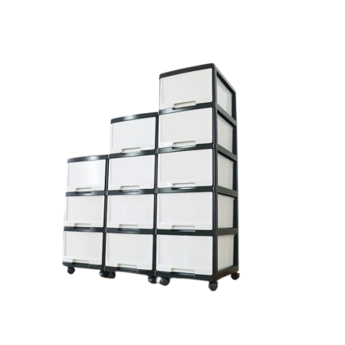 抽屜式可移動收納櫃 | 黑框透明抽屜| 北歐進口PP材料 -3層