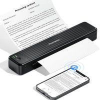 Phomemo M08F 家用 A4無線手持式熱敏打印機 - 黑色 | 無需墨水|藍牙連接 一鍵列印 | 香港行貨