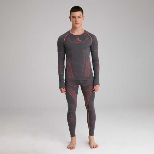 雪怡派運動保暖內衣套裝-灰色男裝M|具速乾功能|適用於戶外滑雪