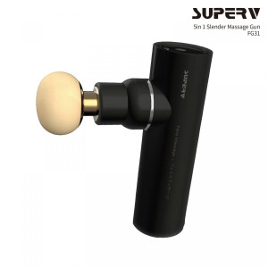 SUPERV 第4代5合1多功能小海綿按摩槍 | 迷你肌肉按摩槍 分解乳酸 深層肌肉按摩筋膜槍 - 黑色