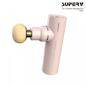 SUPERV 第4代5合1多功能小海綿按摩槍 | 迷你肌肉按摩槍 分解乳酸 深層肌肉按摩筋膜槍 -粉紅色